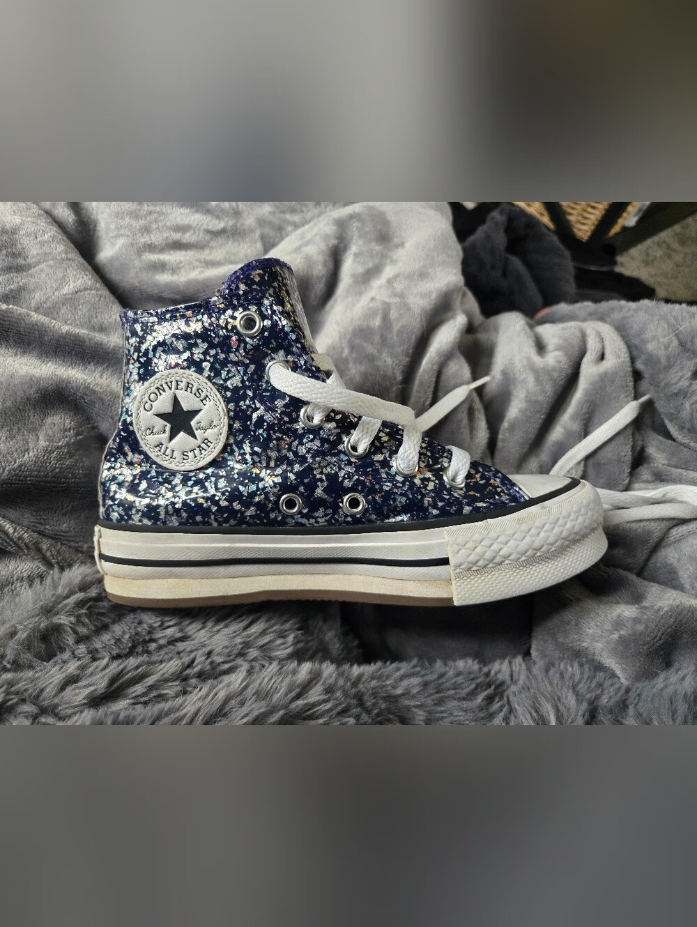 Converse Kids' All Star High-Top Sneakers in Navy Glitter